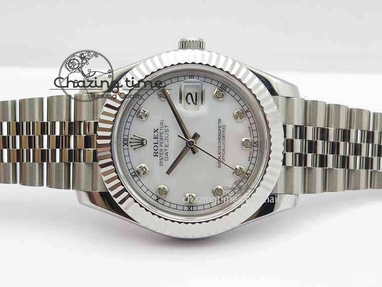 MiroTime 0514 EasyCare DateJust II 41mm BP Maker Best Edition White MOP Diamonds Dial On New Version Jubilee Bracelet A 3625